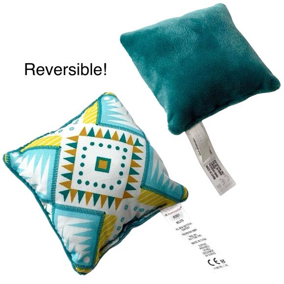 American Girl THROW PILLOW Reversible Green 4" Square Community Center Accessory - Picture 1 of 5